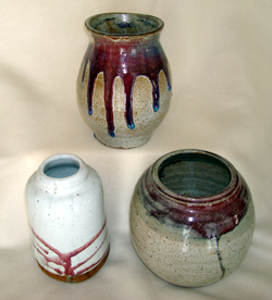 Russ Cornelius Three Red Glazed Pots